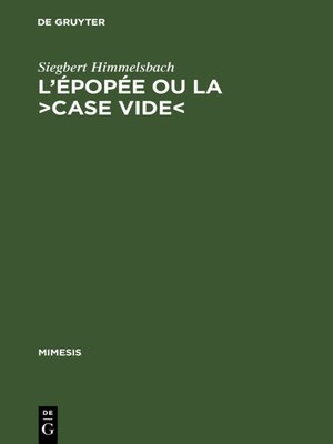 cover image of L'épopée ou la >case vide<